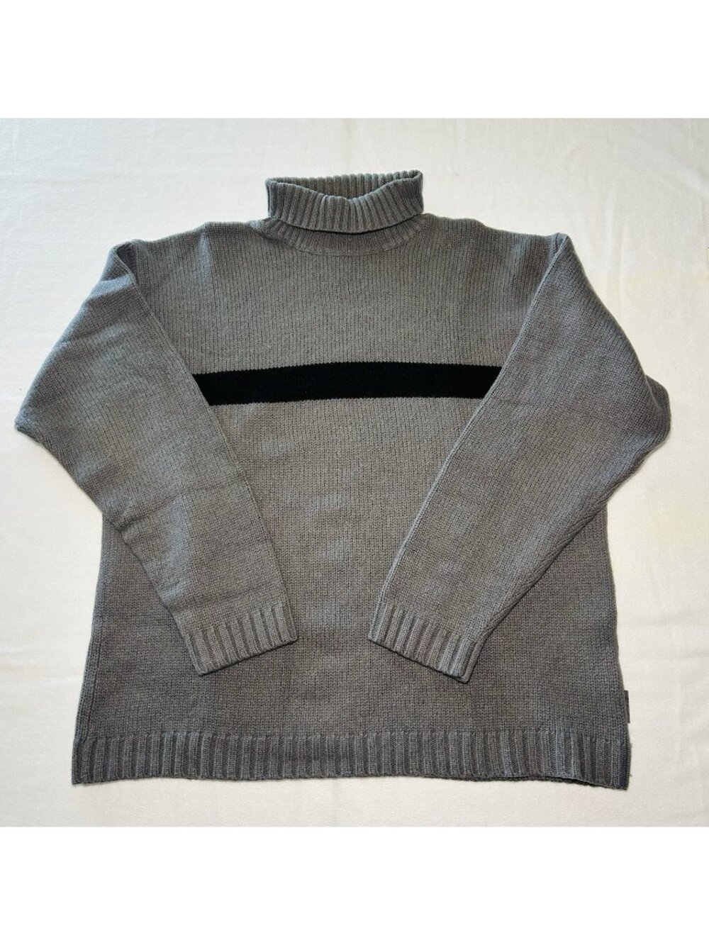 Timberland Sweater Mens Large Gray Lambswool Mock Neck Chunky Knit Pullover XXL